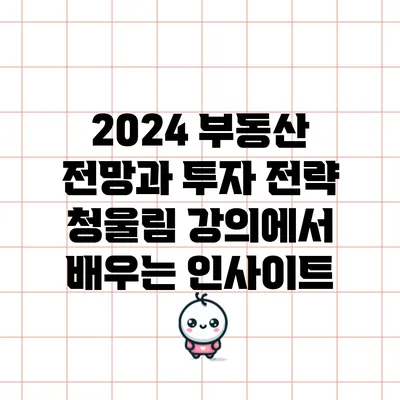 2024 부동산 전망과 투자 전략: 청울림 강의에서 배우는 인사이트