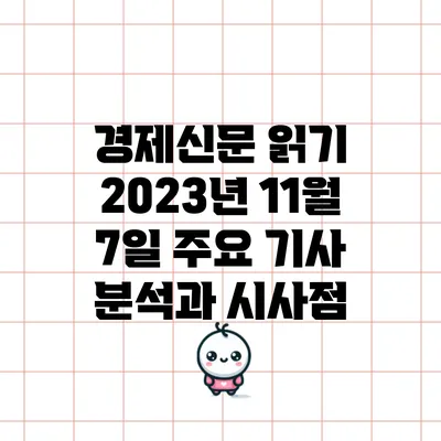 경제신문 읽기: 2023년 11월 7일 주요 기사 분석과 시사점