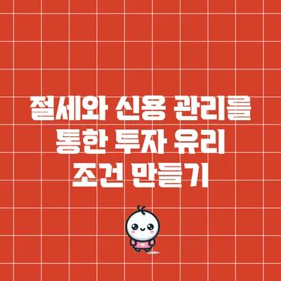 절세와 신용 관리를 통한 투자 유리 조건 만들기