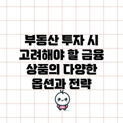 부동산 투자 시 고려해야 할 금융 상품의 다양한 옵션과 전략