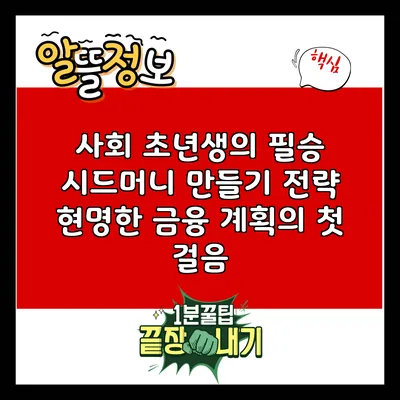 사회 초년생의 필승 시드머니 만들기 전략: 현명한 금융 계획의 첫 걸음