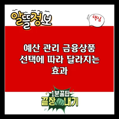 예산 관리: 금융상품 선택에 따라 달라지는 효과