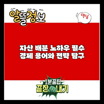 자산 배분 노하우: 필수 경제 용어와 전략 탐구