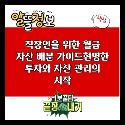 직장인을 위한 월급 자산 배분 가이드:현명한 투자와 자산 관리의 시작