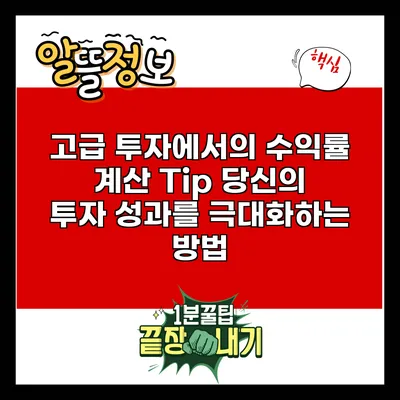 고급 투자에서의 수익률 계산 Tip: 당신의 투자 성과를 극대화하는 방법