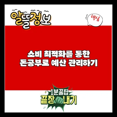 소비 최적화를 통한 돈공부로 예산 관리하기