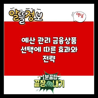 예산 관리: 금융상품 선택에 따른 효과와 전략