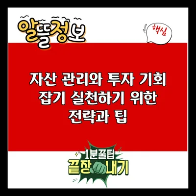 자산 관리와 투자 기회 잡기: 실천하기 위한 전략과 팁