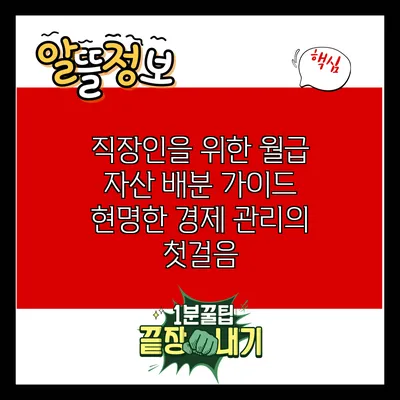 직장인을 위한 월급 자산 배분 가이드: 현명한 경제 관리의 첫걸음