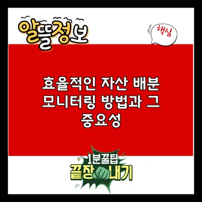 효율적인 자산 배분 모니터링 방법과 그 중요성