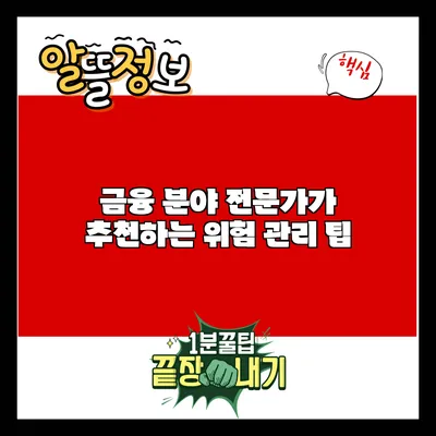 금융 분야 전문가가 추천하는 위험 관리 팁