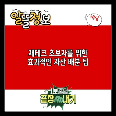 재테크 초보자를 위한 효과적인 자산 배분 팁