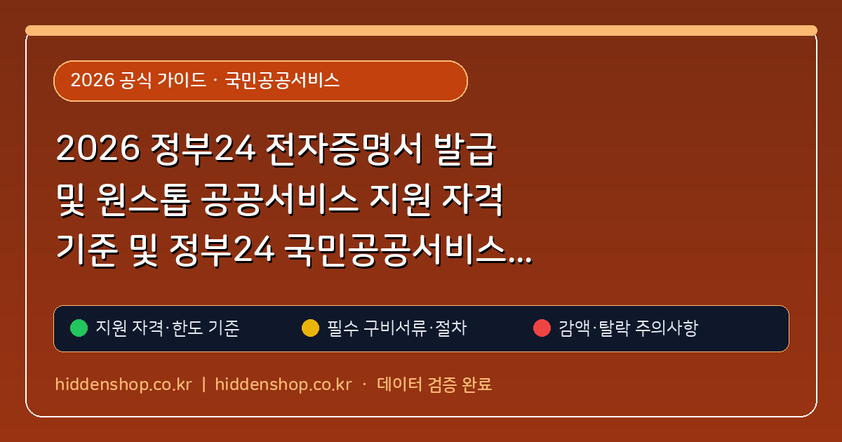 2026 정부24 전자증명서 발급 및 원스톱 공공서비스 지원 자격 기준 및 정부24 국민공공서비스 신청 방법 총정리